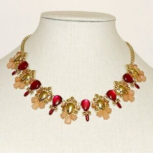 Elegant Gold and Pink Statement Necklace
